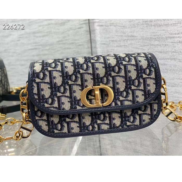Dior Women CD 30 Montaigne Avenue Bag Blue Dior Oblique Jacquard