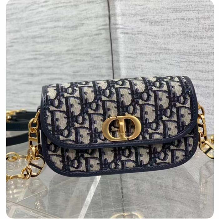 Dior Women CD 30 Montaigne Avenue Bag Blue Dior Oblique Jacquard