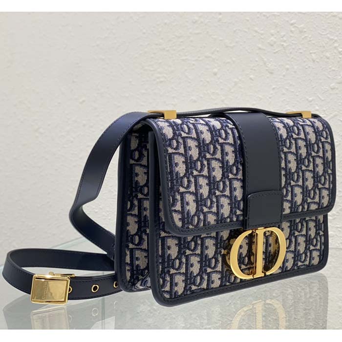 Dior Women CD 30 Montaigne Bag Blue Dior Oblique Jacquard
