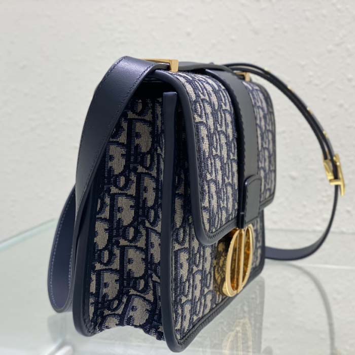 Dior Women CD 30 Montaigne Bag Blue Dior Oblique Jacquard