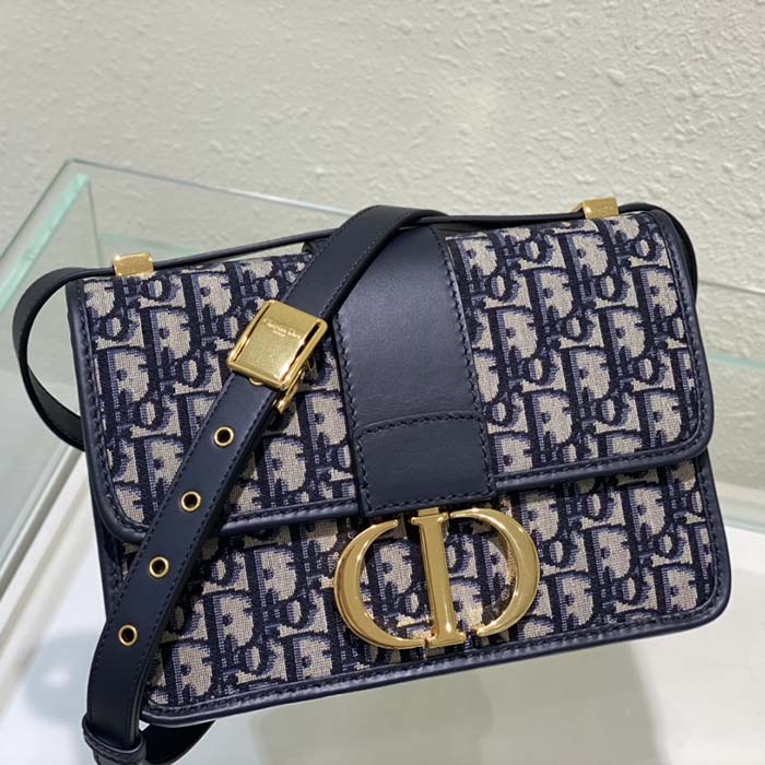 Dior Women CD 30 Montaigne Bag Blue Dior Oblique Jacquard