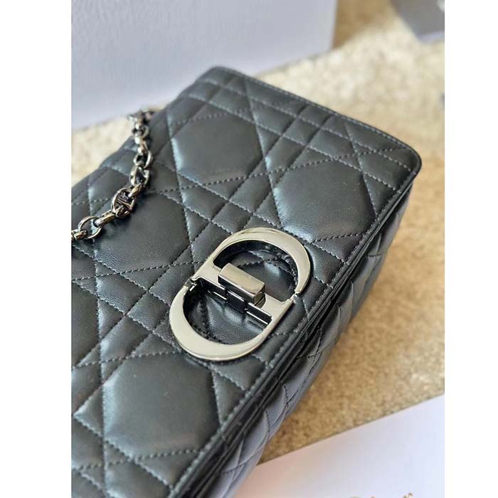 Dior Women CD Dior Caro Macrocannage Mini Bag Black Quilted Macrocannage Calfskin