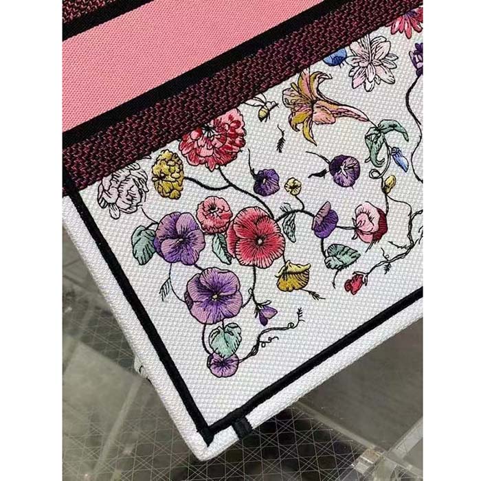 Dior Women CD Large Book Tote White Multicolor Florilegio Embroidery