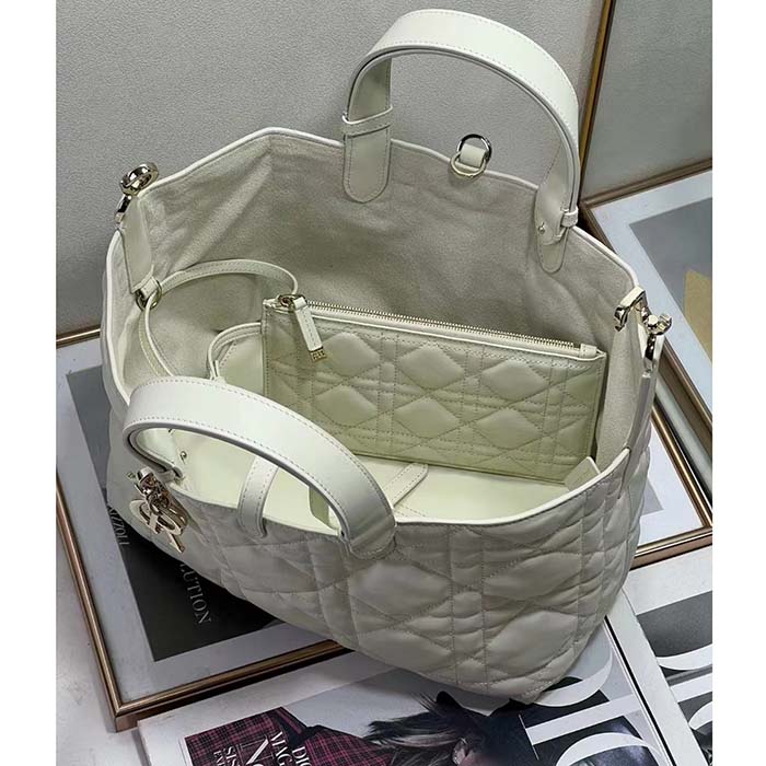 Dior Women CD Medium Dior Toujours Bag Latte Macrocannage Calfskin