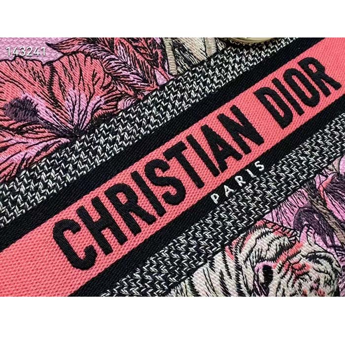 Dior Women CD Medium Lady D-Lite Bag Pink Multicolor Toile De Jouy Voyage Embroidery