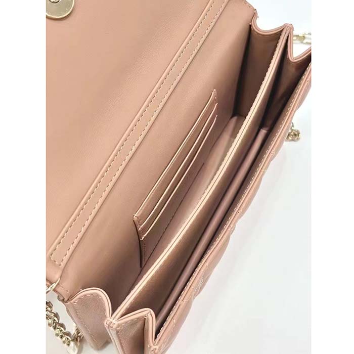 Dior Women CD Miss Dior Mini Bag Rose Des Vents Cannage Lambskin