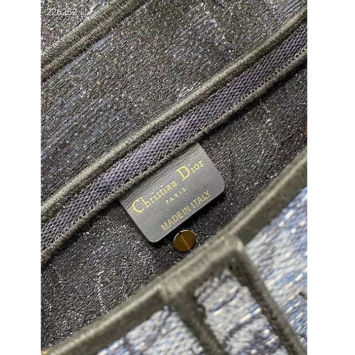 Dior Women CD Saddle Bag Denim Blue Albero Della Vita Embroidery
