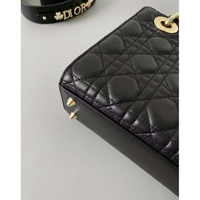 Dior Women CD Small Lady Dior Black My ABCDIOR Bag Cannage Lambskin