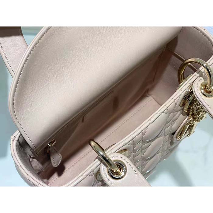 Dior Women CD Small Lady Dior My ABCDior Bag Caramel Beige Cannage Lambskin