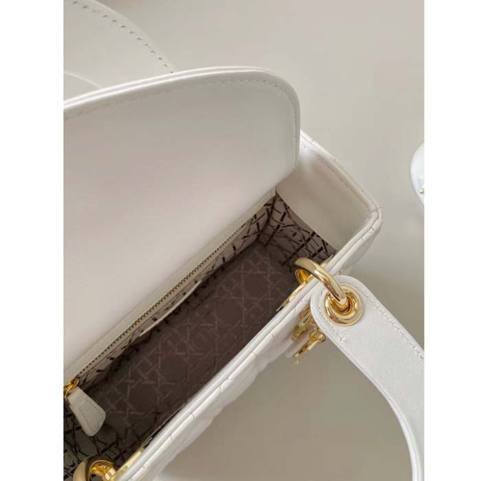 Dior Women CD Small Lady Dior My ABCDior Bag Latte Cannage Lambskin
