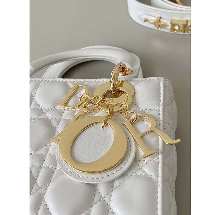 Dior Women CD Small Lady Dior My ABCDior Bag Latte Cannage Lambskin