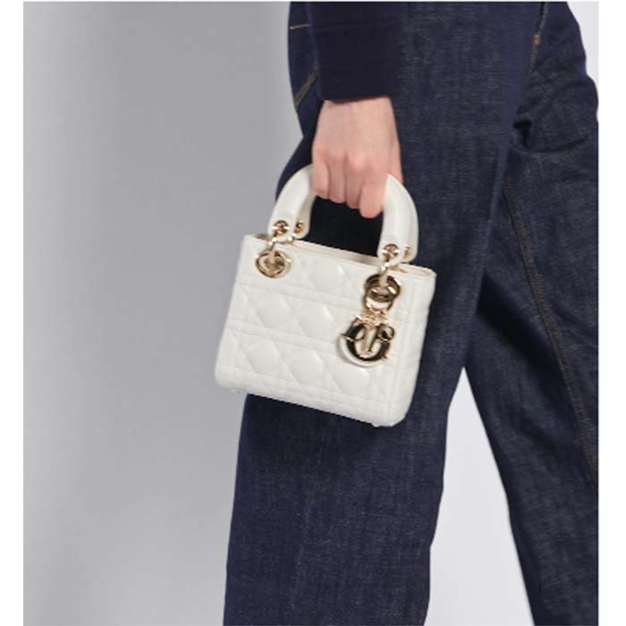 Dior Women CD Small Lady Dior My ABCDior Bag Latte Cannage Lambskin