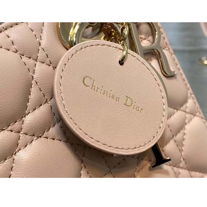 Dior Women CD Small Lady Dior My ABCDior Bag Powder Pink Cannage Lambskin