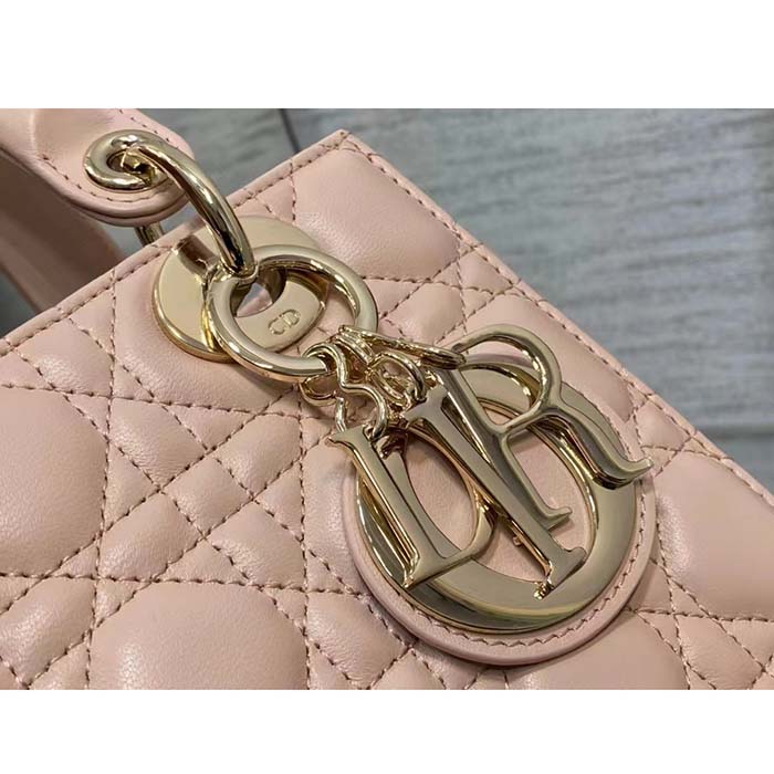 Dior Women CD Small Lady Dior My ABCDior Bag Powder Pink Cannage Lambskin