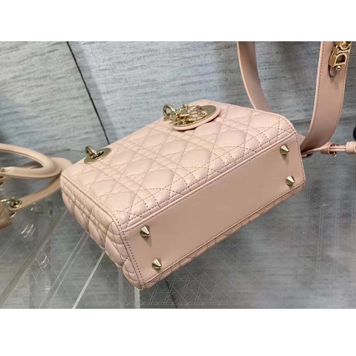 Dior Women CD Small Lady Dior My ABCDior Bag Powder Pink Cannage Lambskin