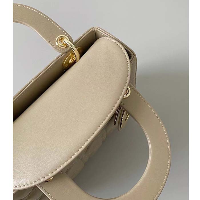 Dior Women CD Small Lady Dior My ABCDior Bag Sand-Colored Cannage Lambskin