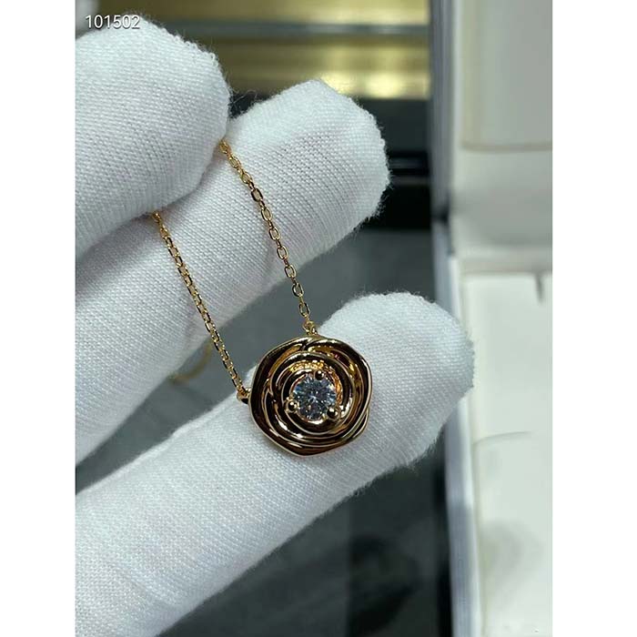 dior women cd large rose dior couture necklace pink gold Di*m*nds 0.07 ct