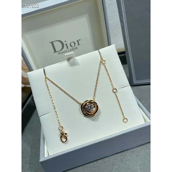 dior women cd large rose dior couture necklace pink gold Di*m*nds 0.07 ct