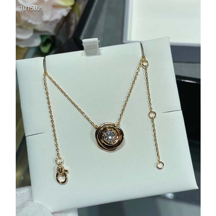 dior women cd large rose dior couture necklace pink gold Di*m*nds 0.07 ct