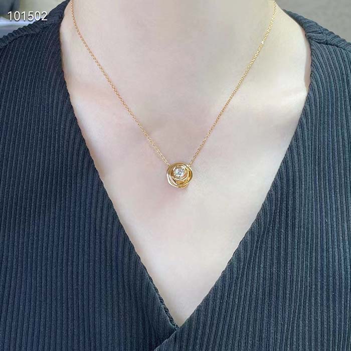 dior women cd large rose dior couture necklace pink gold Di*m*nds 0.07 ct