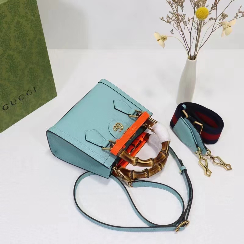 G*u*i gg women diana mini tote bag light blue leather double g