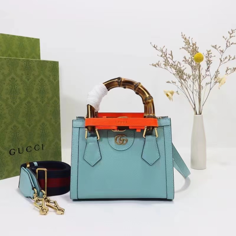 G*u*i gg women diana mini tote bag light blue leather double g