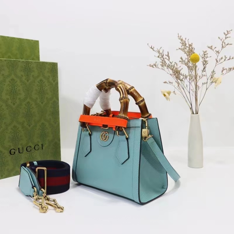 G*u*i gg women diana mini tote bag light blue leather double g