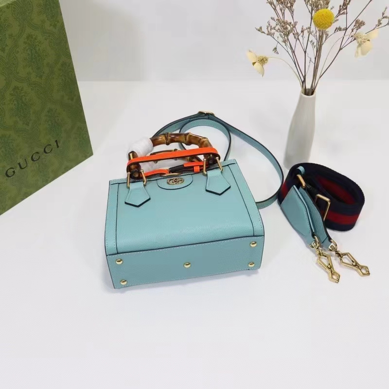 G*u*i gg women diana mini tote bag light blue leather double g