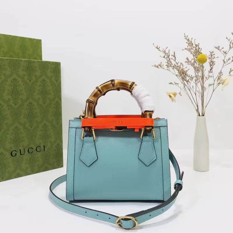 G*u*i gg women diana mini tote bag light blue leather double g