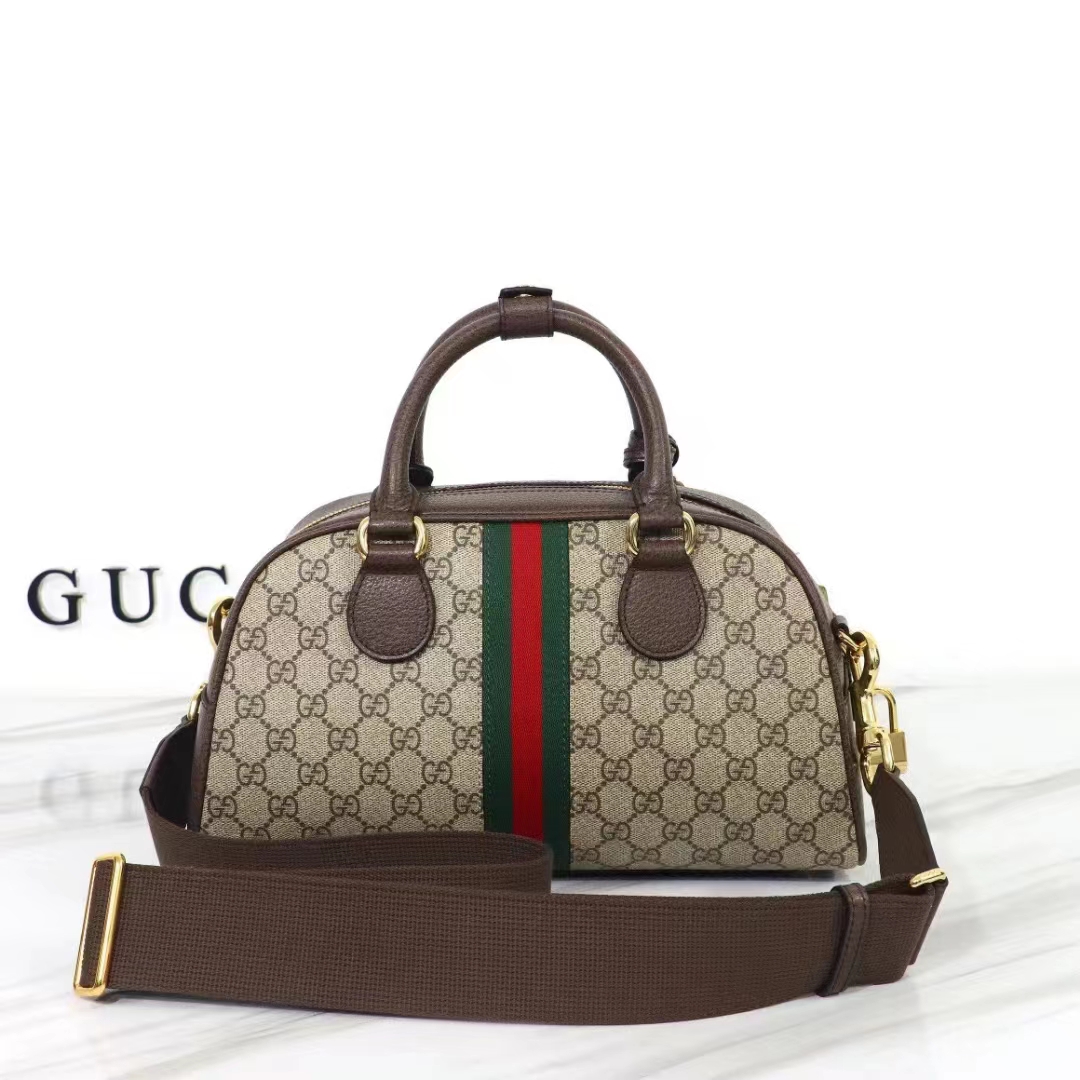 G*u*i gg unisex savoy medium bowling bag beige ebony gg supreme canvas double g