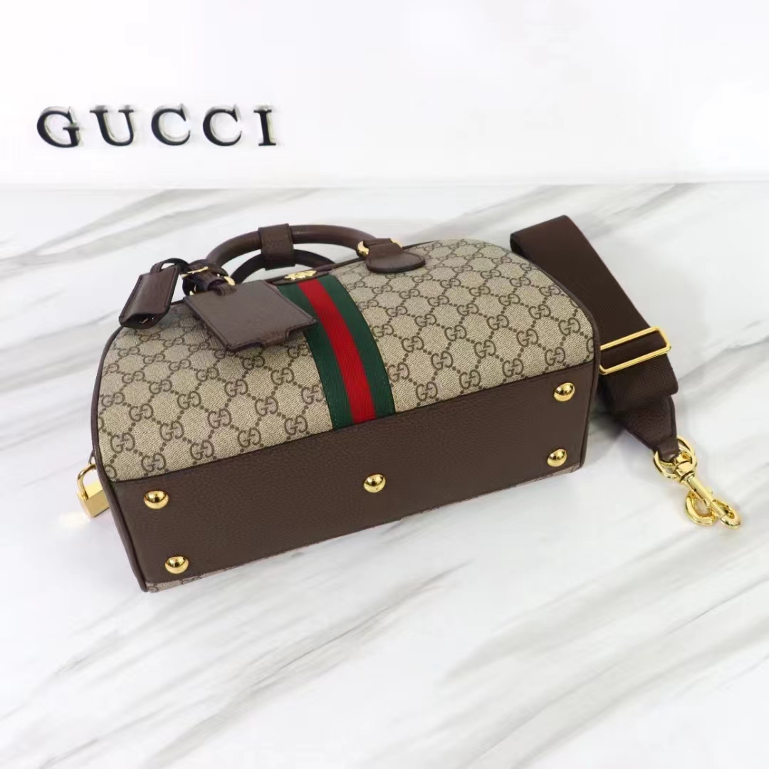 G*u*i gg unisex savoy medium bowling bag beige ebony gg supreme canvas double g