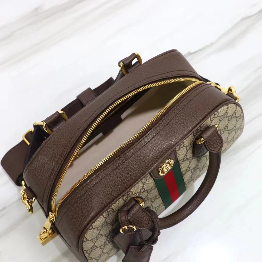G*u*i gg unisex savoy medium bowling bag beige ebony gg supreme canvas double g
