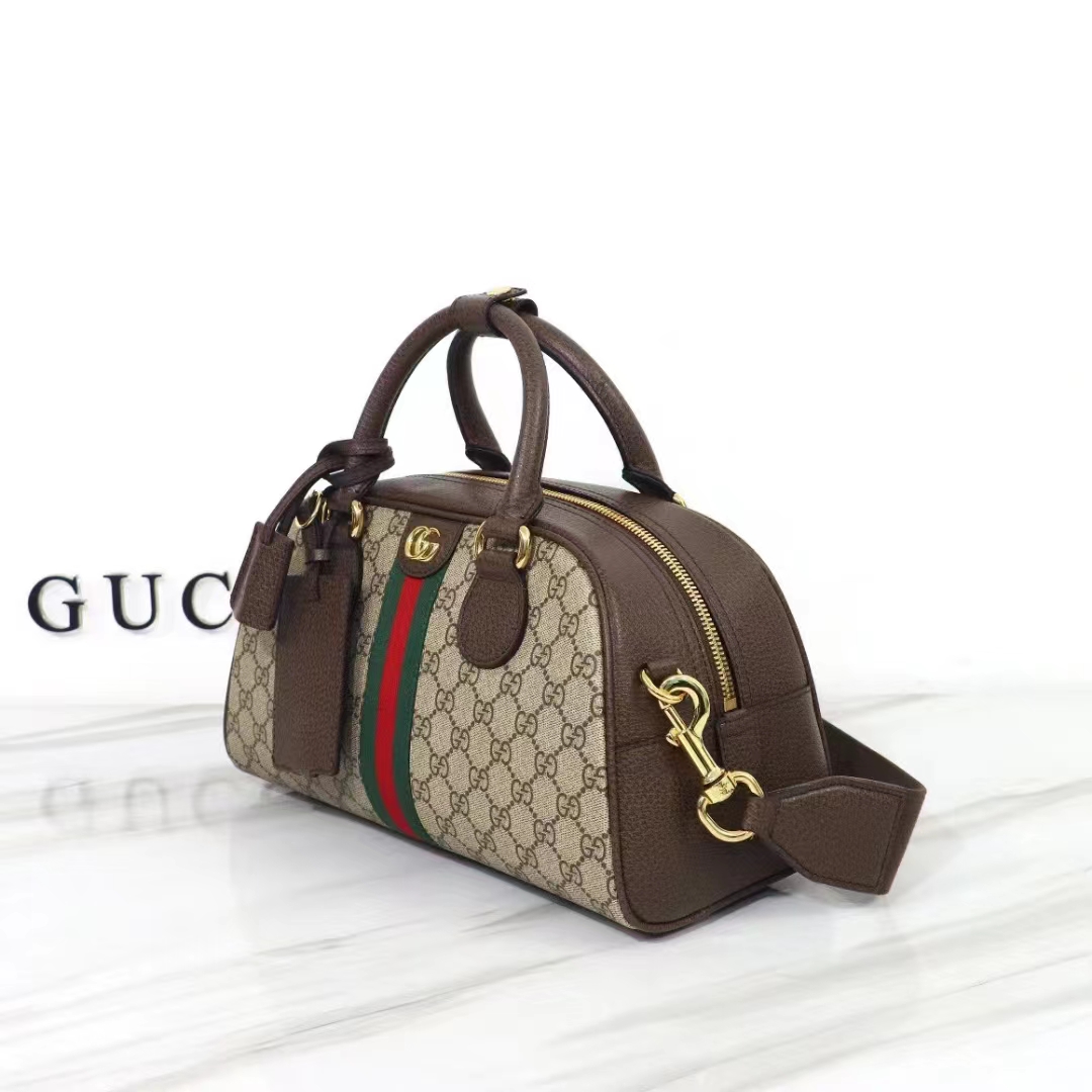 G*u*i gg unisex savoy medium bowling bag beige ebony gg supreme canvas double g