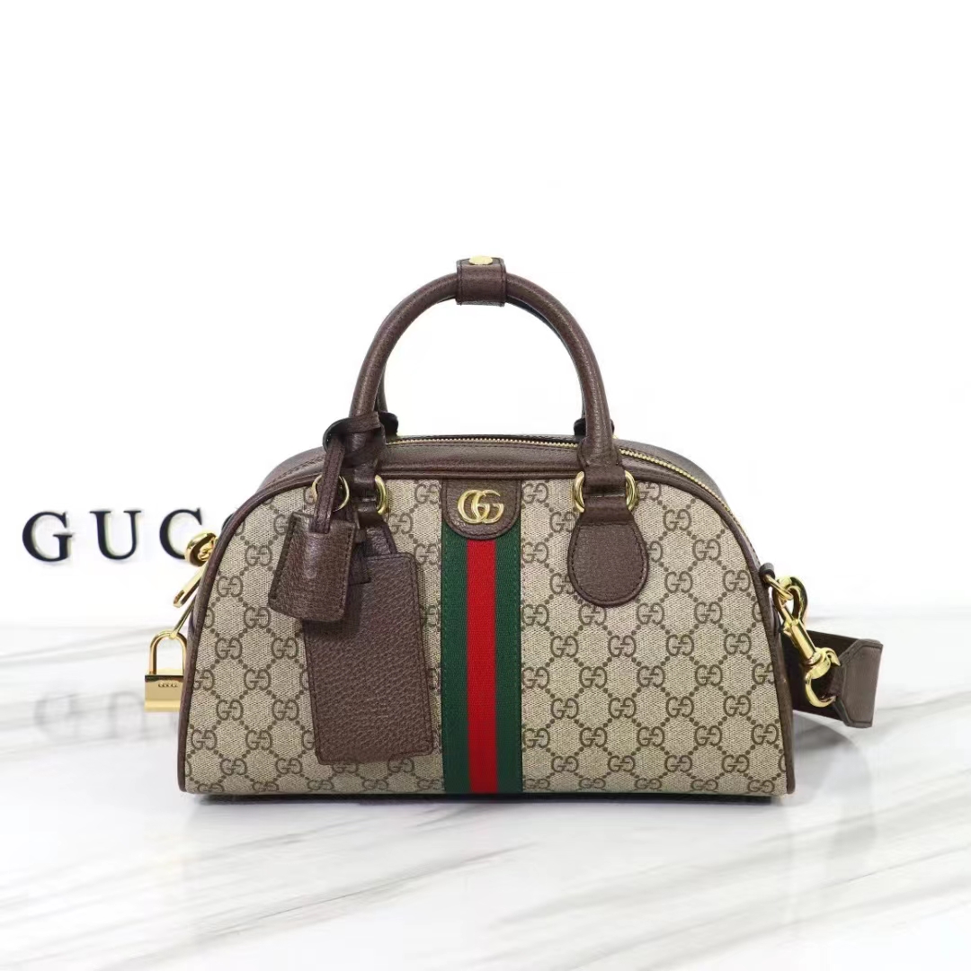 G*u*i gg unisex savoy medium bowling bag beige ebony gg supreme canvas double g