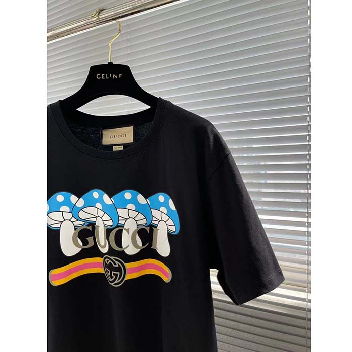 G*u*i men gg cotton jersey t-shirt print black crewneck short sleeves oversize fit