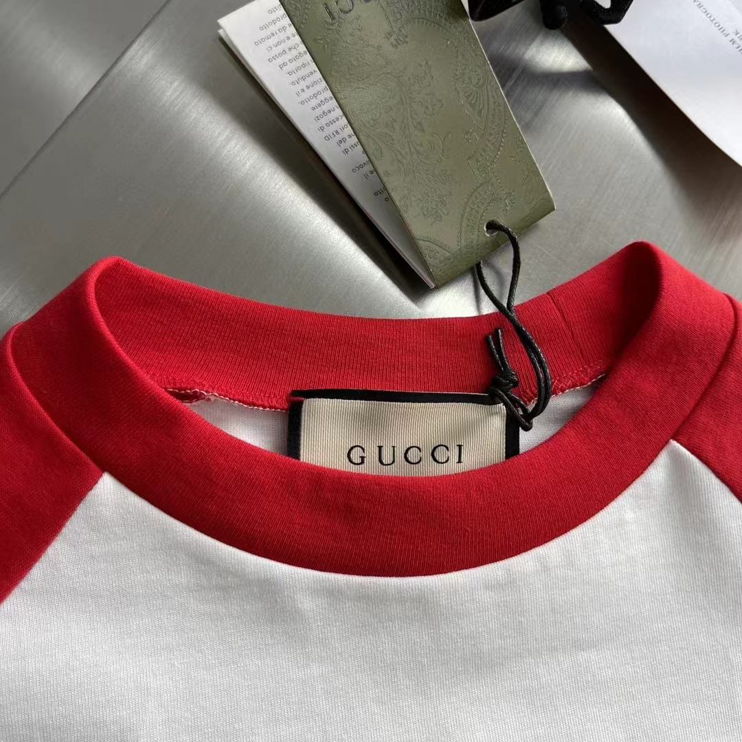 G*u*i men gg cotton jersey t-shirt red off white medium crewneck raglan sleeves