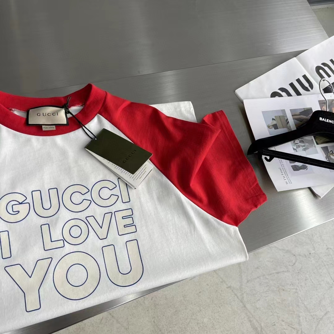 G*u*i men gg cotton jersey t-shirt red off white medium crewneck raglan sleeves
