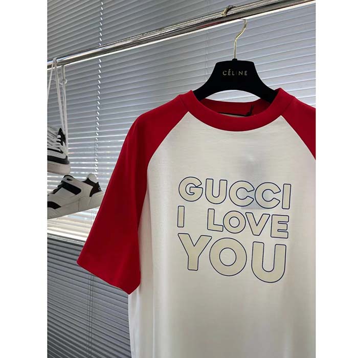 G*u*i men gg cotton jersey t-shirt red off white medium crewneck raglan sleeves