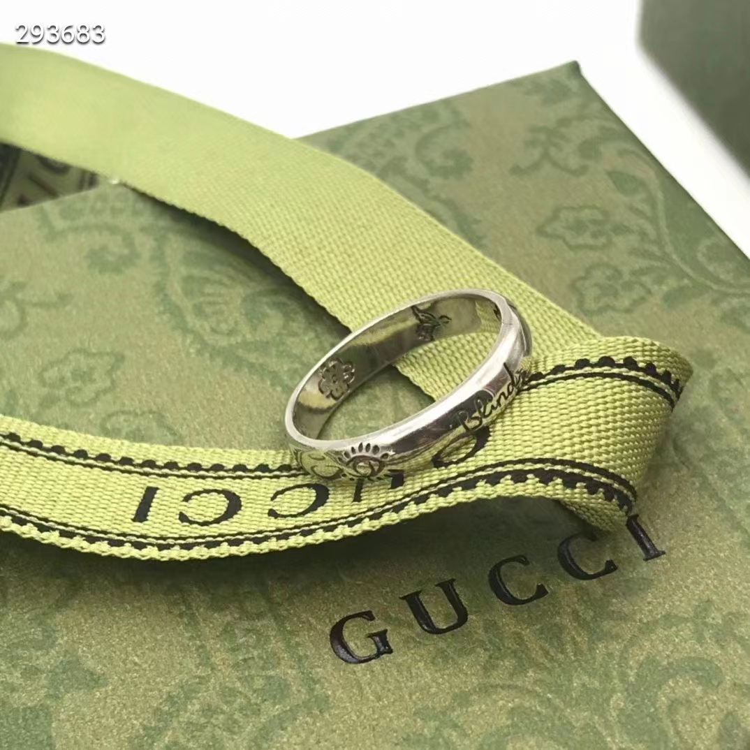g*u*i unisex blind for love ring silver eye He**ts birds flowers interlocking g 925 sterling silver