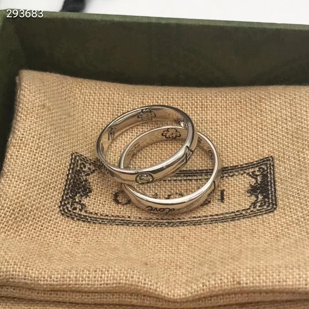 g*u*i unisex blind for love ring silver eye He**ts birds flowers interlocking g 925 sterling silver