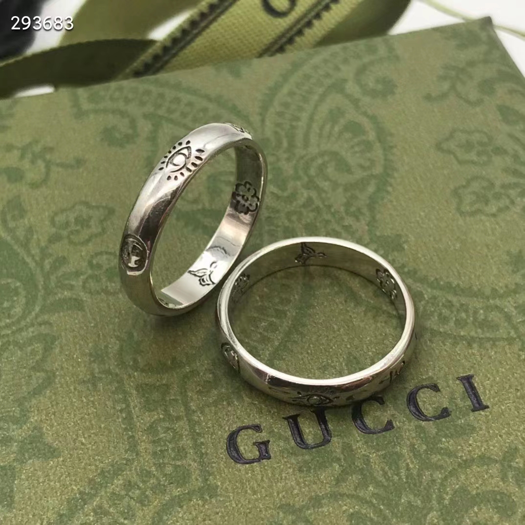 g*u*i unisex blind for love ring silver eye He**ts birds flowers interlocking g 925 sterling silver