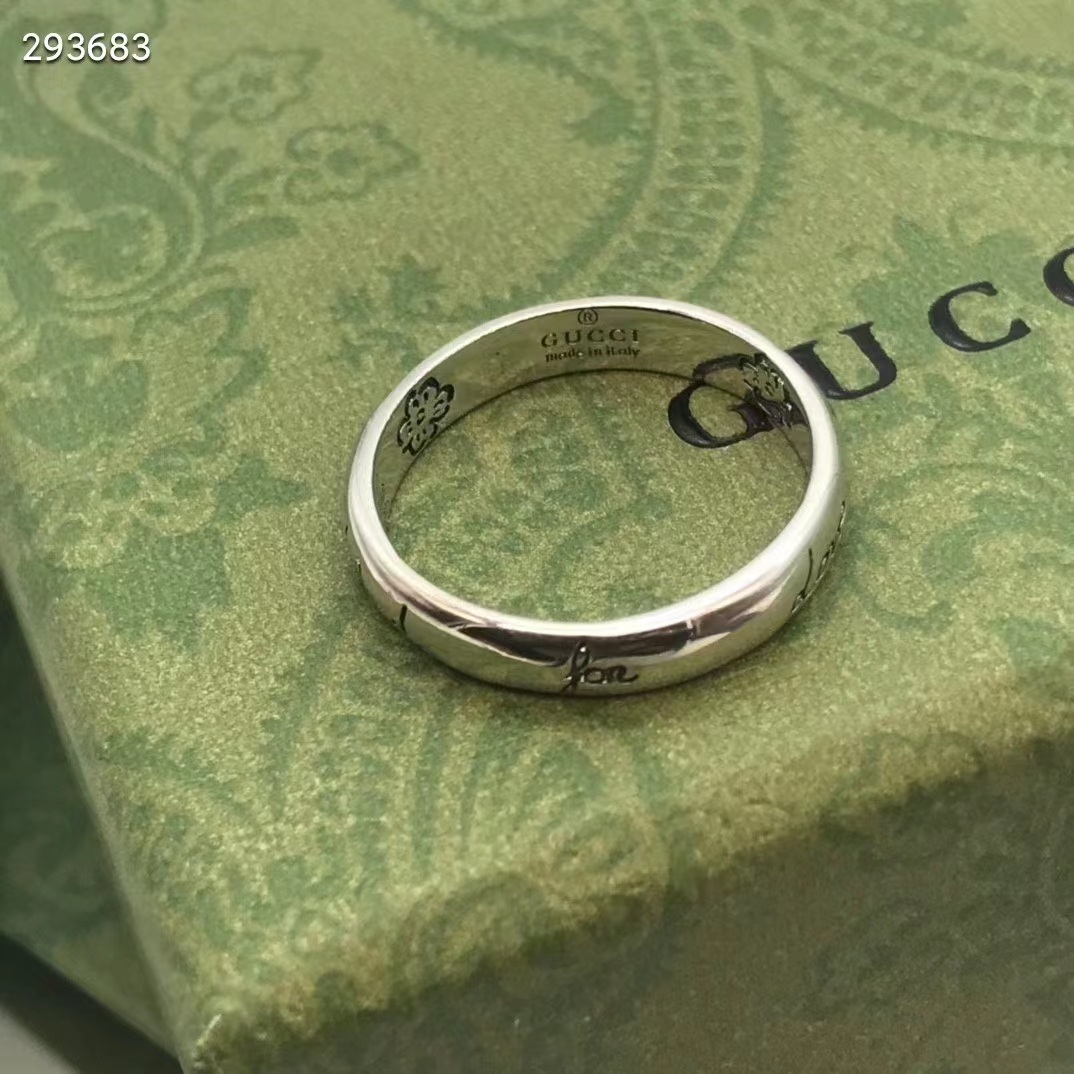 g*u*i unisex blind for love ring silver eye He**ts birds flowers interlocking g 925 sterling silver