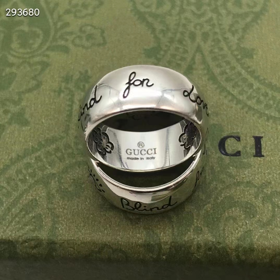 g*u*i unisex blind for love silver eye He**ts birds flowers interlocking g 925 sterling silver