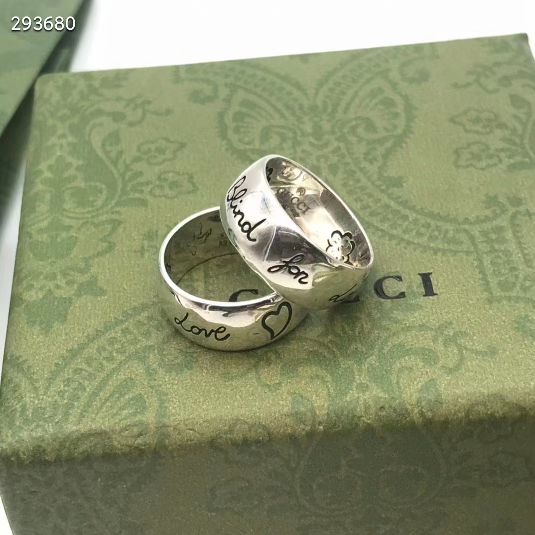 g*u*i unisex blind for love silver eye He**ts birds flowers interlocking g 925 sterling silver