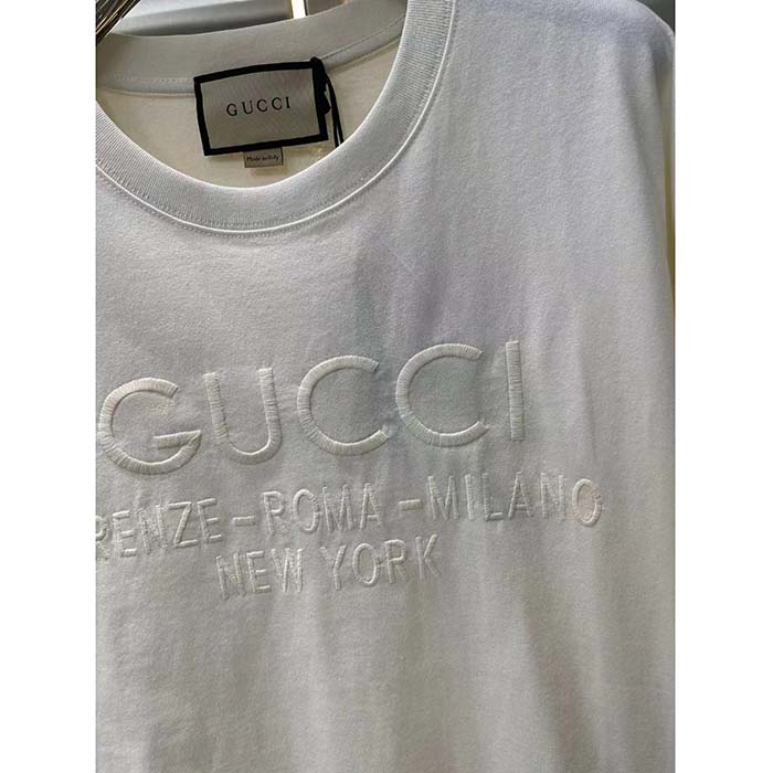 G*u*i men gg cotton jersey t-shirt off white heavy cities embroidery crewneck short sleeves oversize fit