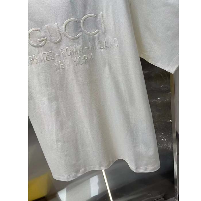 G*u*i men gg cotton jersey t-shirt off white heavy cities embroidery crewneck short sleeves oversize fit