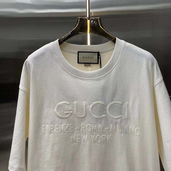 G*u*i men gg cotton jersey t-shirt off white heavy cities embroidery crewneck short sleeves oversize fit