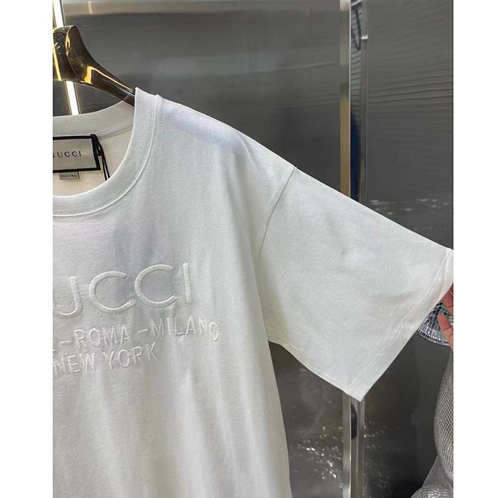 G*u*i men gg cotton jersey t-shirt off white heavy cities embroidery crewneck short sleeves oversize fit