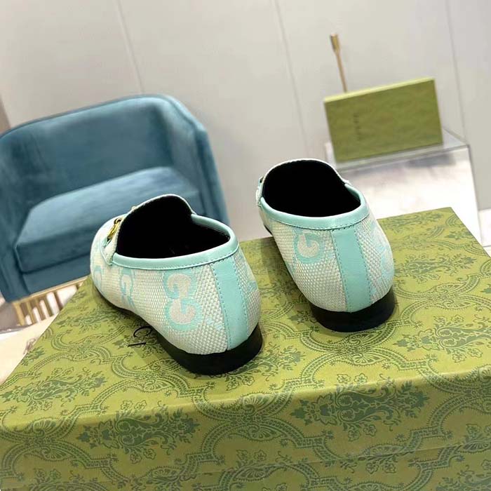 G*u*i unisex jordaan jumbo gg loafer beige mint green canvas leather sole horsebit