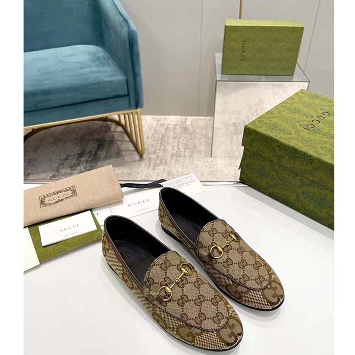 G*u*i unisex jordaan jumbo gg loafer camel ebony maxi gg canvas brown leather piping